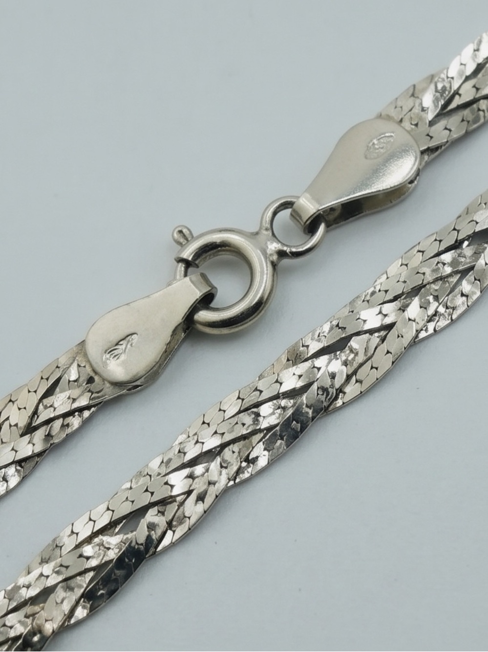 Vintage .925 Sterling Silver Braided Herringbone Bracelet